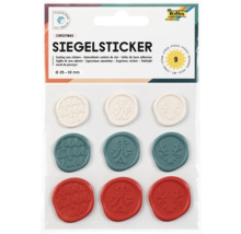 Weihnachtliche Siegelsticker mit verschiedenen Motiven, selbstklebend, 9 Stück, circa 25 bis 33 Millimeter Durchmesser