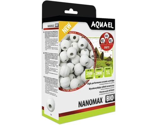 Aquael Nanomax Bio Filtermedium für Aquarien bis 2500 Liter mit 2000 Quadratmeter Oberfläche und einem Liter Volumen in der Verpackung