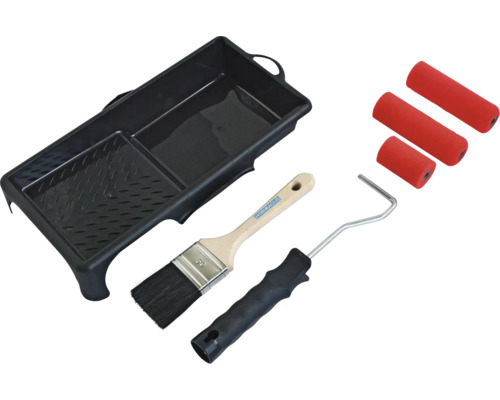 HORNBACH Lackierset 6-teilig Farbschale, Pinsel, Farbroller und Farbwalzen für Malerarbeiten