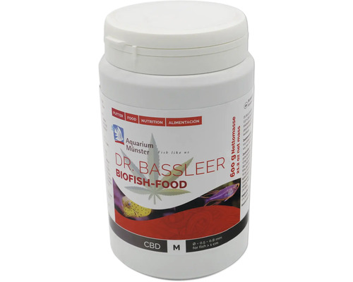 Aquariumfischfutter Aquarium Münster Dr. Bassleer Biofish Food CBD M 600 g, enthält ca. 0,05 % CBD Dr. Bassleer Biofish-Food in einer Dose