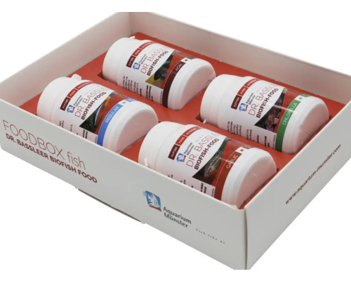 Dr. Bassleer Biofish Foodbox mit verschiedenen Fischfuttersorten