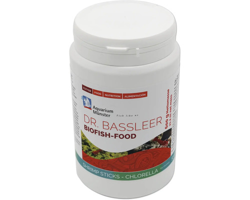 Garnelenfutter Aquarium Münster Dr. Bassleer Biofish Food Shrimp Sticks Chlorella 600 g Dr. Bassleer Biofish-Food in einer weißen Dose