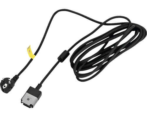 Schwarzes Stromkabel mit Eurostecker und Dock-Connector
