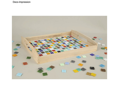 Holztablett mit Mosaikfliesen