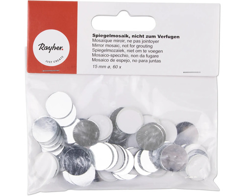 Rayher Spiegelmosaik, 15 mm Durchmesser, 60 Stück, nicht zum Verfugen