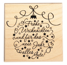 Stempel mit dem Schriftzug ''Frohe Weihnachten und für das neue Jahr alles Gute!''