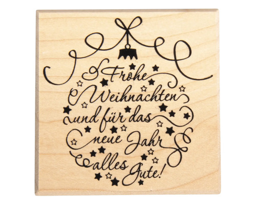 Stempel mit dem Schriftzug ''Frohe Weihnachten und für das neue Jahr alles Gute!''