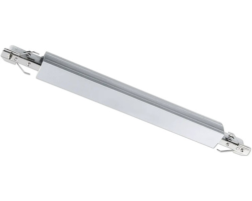 Ein silberfarbenes Stromschienen-Verbindungsstück