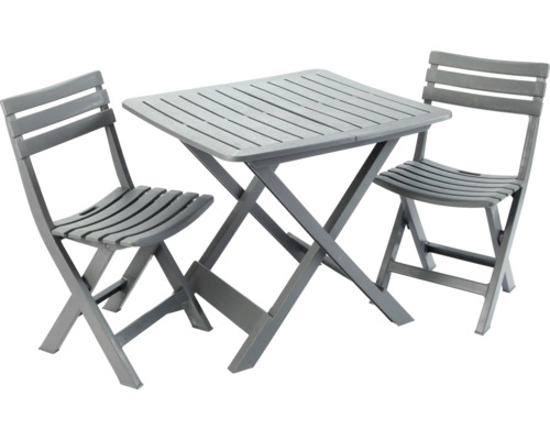 Gartentisch mit zwei Stühlen aus Holz