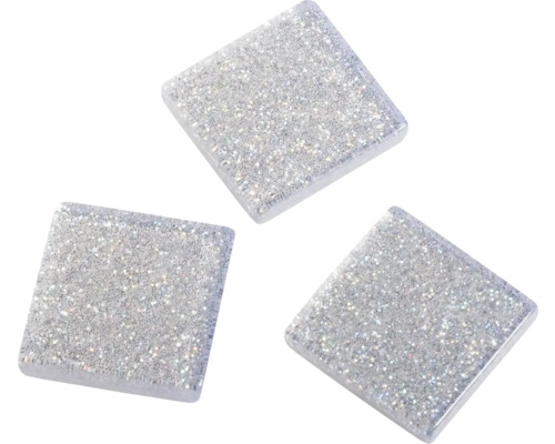 Drei quadratische Glasmosaiksteine