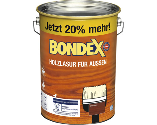 BONDEX Holzlasur mahagoni 4,8 l (20 % Gratis!) Bondex Holzlasur für Außen, Mahagoni, Gebinde