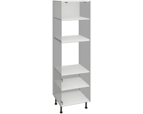 PICCANTE Smart Bodenpaket zu Hochschrank für Microwelle und Backofen weiß zerlegt "Nr. 52" Offener Hochschrank mit mehreren Einlegeböden und verstellbaren Füßen