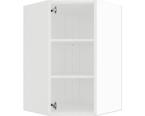 PICCANTE Smart Hängeschrankkorpus für 60 x 60 cm Eckoberschrank für 1 Drehtür BxTxH 59,4 x 33 x 89,6 cm weiß zerlegt "Nr. 12" Offener Küchenhängeschrank mit drei Fächern
