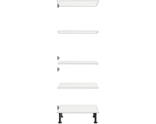 Regalsystem mit mehreren Böden und schwarze Füßen