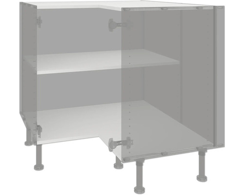 PICCANTE Smart Bodenpaket zu Eckunterschrank 90 x 90 cm für 2 Drehtüren weiß zerlegt "Nr. 32" Eckunterschrank mit Einlegeböden und Stellfüßen