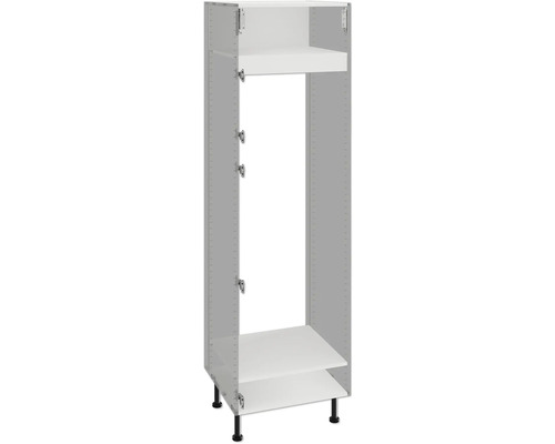 PICCANTE Smart Bodenpaket zu Hochschrank für Kühl/Gefrierkombi 1 Klappe 2 Drehtüren weiß zerlegt "Nr. 53" Küchenschrank mit Regalböden und Füßen
