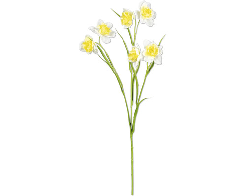 Künstliche Narzissenblüte mit grünen Stielen und gelb-weissen Blüten