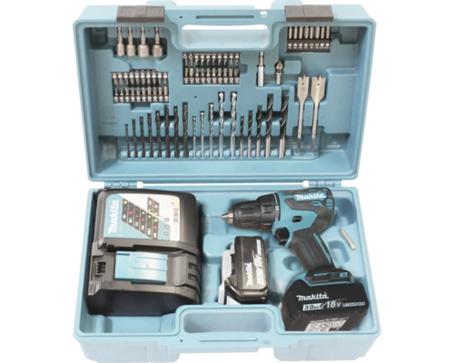 Makita Akku-Bohrschrauber Set mit Bits, Bohrern und zwei Akkus im Werkzeugkoffer