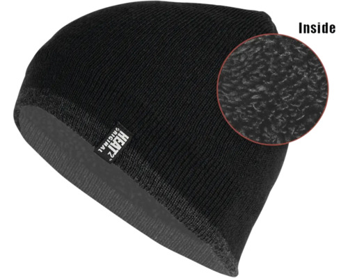 Schwarze Strickmütze mit Innenfutter und Heat2 Original Logo