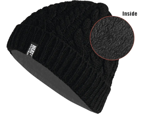 Schwarze Strickmütze mit Innenfutter