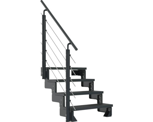 Treppe mit Geländer und Edelstahlseilen