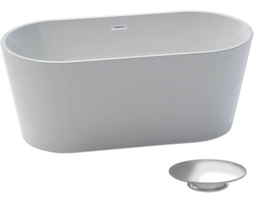 Freistehende Badewanne mit Überlauf und Ablaufgarnitur