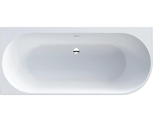 Oval geformte Badewanne mit Überlauf und Abfluss