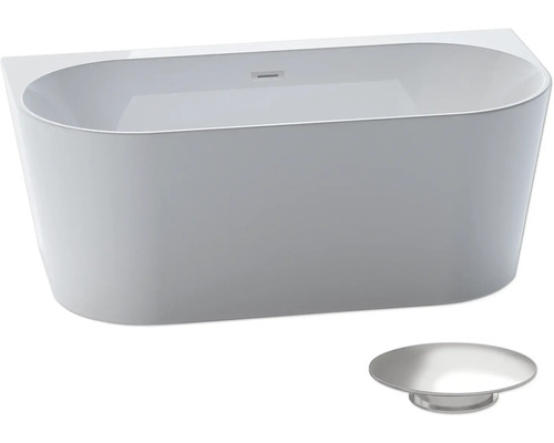Freistehende Badewanne mit Überlaufschutz und Ablaufgarnitur