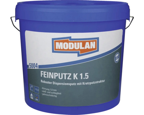 MODULAN 5004 Feinputz K 1.5 im Wunschfarbton mischen lassen Eimer mit Dispersionsputz mit Kratzputzstruktur, Körnung 1,5 mm