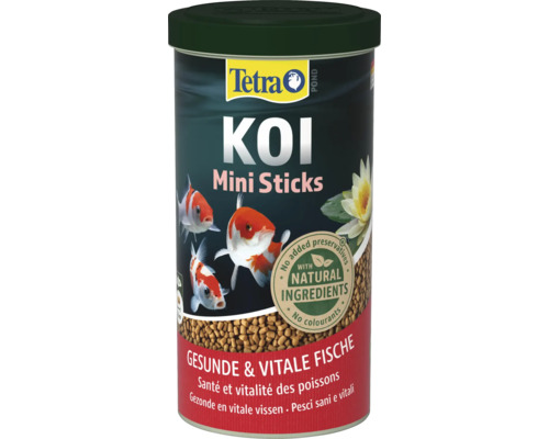 Teichfischfutter Tetra Pond Koi Sticks Mini 1L, Wachstumsfutter für Koi von 10 - 20 cm Tetra Koi Mini Sticks Fischfutterdose