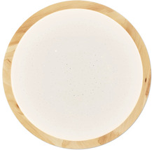 Runde Deckenleuchte mit Holzrahmen