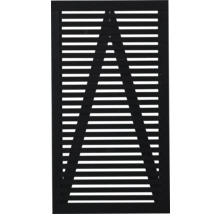 Holzfensterladen mit horizontalen Lamellen und Dreiecksdesign