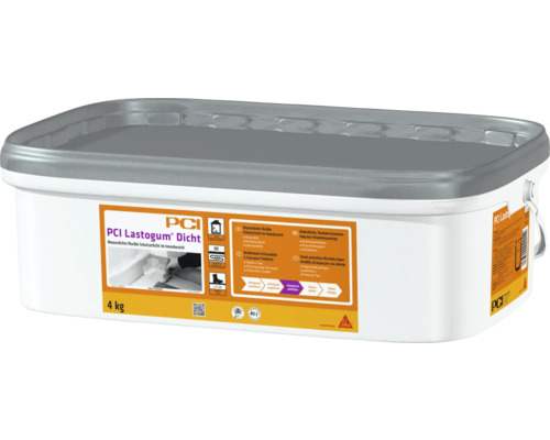 PCI Lastogum® Dicht flexible Schutzsicht grau 4 kg PCI Lastogum Dicht, 4 kg, wasserdichte flexible Schutzschicht für den Innenbereich