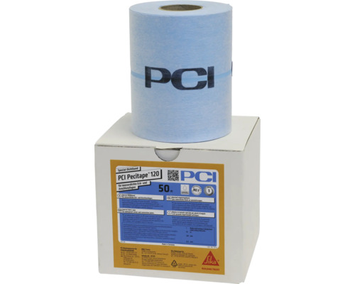 PCI Pecitape® Spezial Dichtbandsystem für wasserdichte Eck-und Anschlussfugen Rolle = 50 m PCI Pecitape 120 Dichtband Rolle und Verpackung