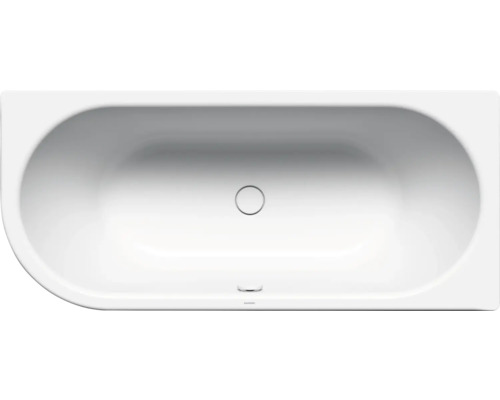 Oval geformte Badewanne mit Ablauf in der Mitte