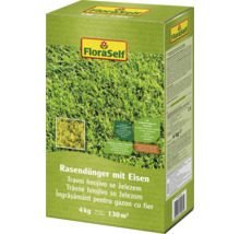 FloraSelf Rasendünger mit Eisen, 4 kg Packung für 130 Quadratmeter