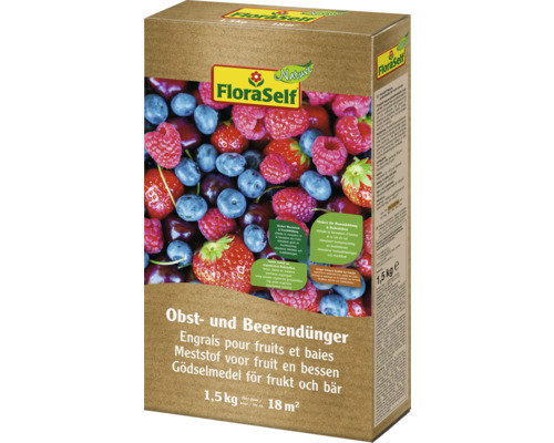 Obstdünger & Beerendünger FloraSelf Nature 1,5 kg für ca.18 m² organischer Dünger FloraSelf Obst- und Beerendünger, 1,5 kg Packung