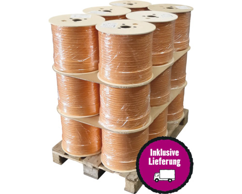 Palette Cat 7 Datenkabel Duplex orange 250 m Trommel 18 Stück Palette mit mehreren Rollen Wickeldraht