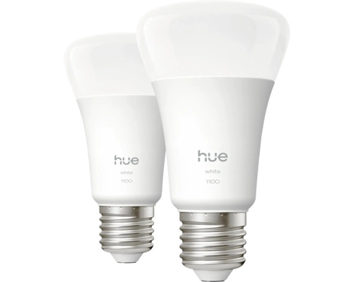 Philips hue LED Lampe dimmbar E27/9,5W(75W) weiß 1100 lm 2700 K warmweiß 2 Stück Zwei Hue White 1100 Leuchtmittel mit E27-Fassung