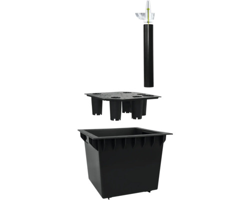 Hydrokultur-System mit Pflanzgefäß, Tischplatte und Füllstandsanzeiger