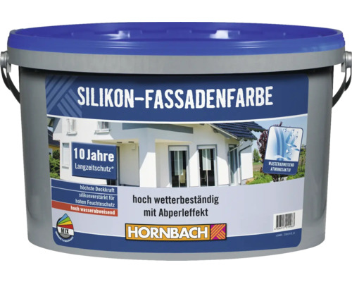 HORNBACH Silikon Fassadenfarbe im Wunschfarbton mischen lassen Eimer Silikon-Fassadenfarbe mit dem Hinweis wasserabweisend und atmungsaktiv