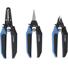 Drei iFixit Werkzeuge: Abisolierzange, Kabelschneider und Seitenschneider