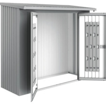 Metall Gerätehaus mit geöffneten Türen