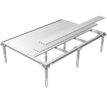Tischgestell mit Schraubfüßen und Tischplatten