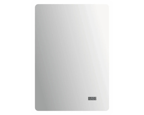 Rechteckiger Spiegel mit digitaler Uhr