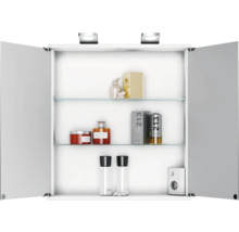 Offener Spiegelschrank mit Glasablagen zur Aufbewahrung von Badartikeln