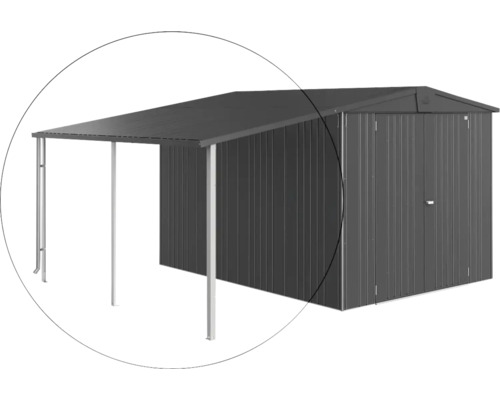 Seitendach Biohort Gerätehaus Europa, 150 x 300 cm, dunkelgrau-metallic Metallgerätehaus mit Unterstand