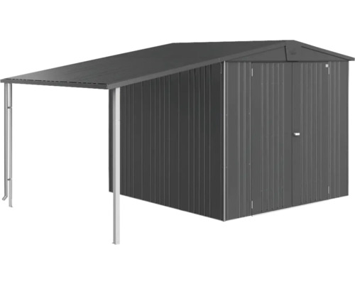 Seitendach Biohort Gerätehaus Europa 150 x 228 cm, dunkelgrau-metallic Metall Gerätehaus mit Vordach zur Lagerung von Gartengeräten und Werkzeugen