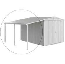 Metall Gerätehaus mit Vordach zur Aufbewahrung von Gartengeräten und Werkzeugen
