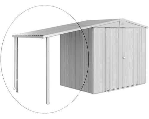 Seitendach Biohort Gerätehaus Europa 2/3/4A 150 x 156 cm silber-metallic Metall Gerätehaus mit Anbau für Gartengeräte und Werkzeuge